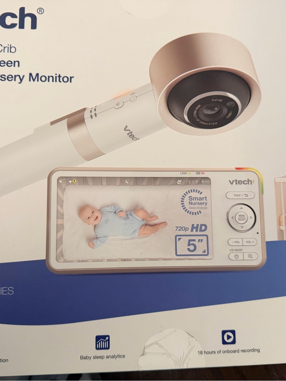 VTech 5" 720p HD Baby Monitor in Rose Gold and White